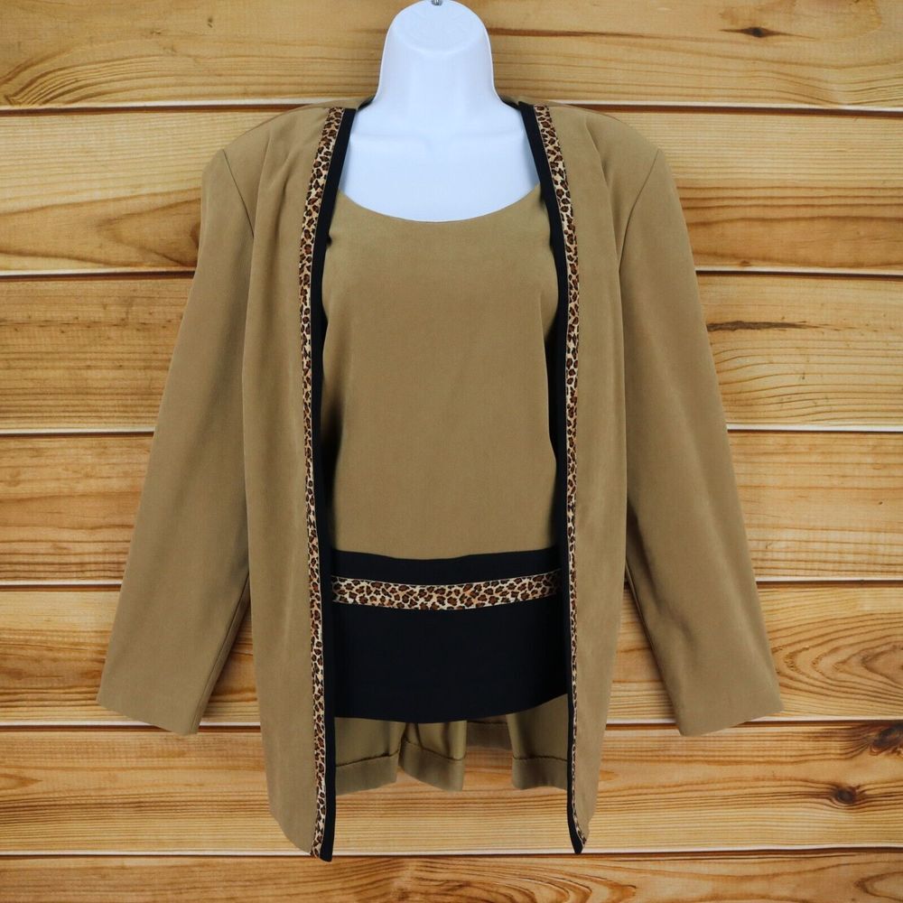 R&M Richards Blazer With Built‎ in Tank Womens 12 Brown Poly Blend Shoulder Pads